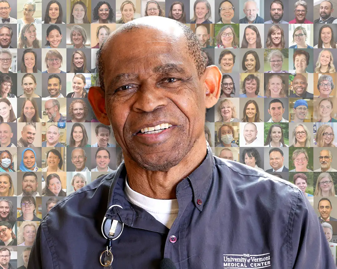 Photo of UVMHN employee, Francisco Herrera, superimposed over grid of other peoples faces